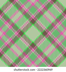Fabric seamless vector. Tartan background texture. Textile pattern plaid check in green and orange colors.