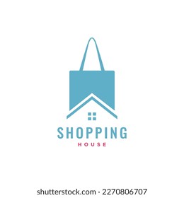 fabric shopping bag home house architect interior exterior real estate logo design icon vector illustration