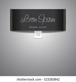 Fabric silk tag illustration label template black color