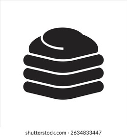 Fabric Stack Glyph Icon Silhouette Vector Logo on White Background