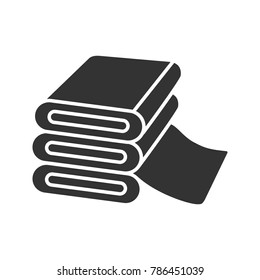 Fabric stack glyph icon. Textile. Silhouette symbol. Negative space. Vector isolated illustration