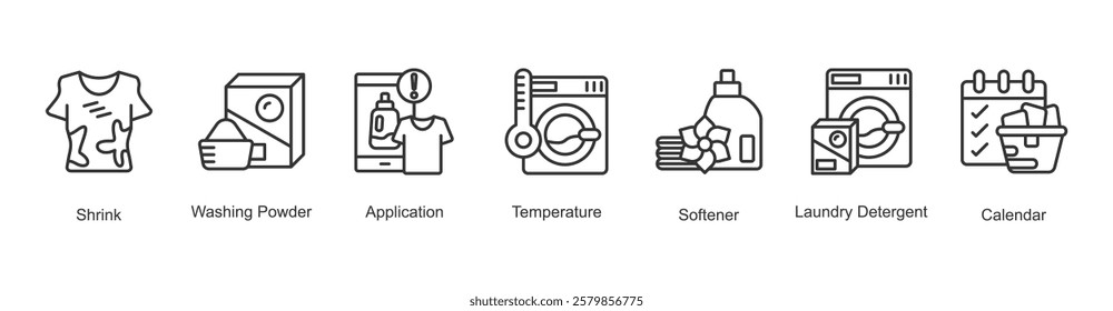 Fabric Sterilization Icon Shrink, Washing Powder, Application, Temperature, Softener, Laundry Detergent, Calendar