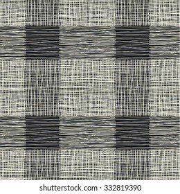 fabric with stripes, burlap, quilting, imitation natural fibers hand art work, seamless background. Gray background in a cage, squares, checkered cloth