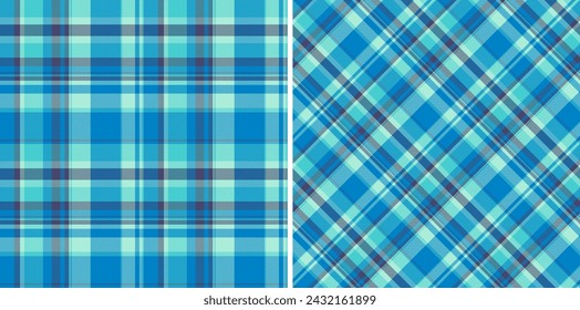 Fabric tartan background of seamless texture pattern with a check plaid vector textile. Set in cold colours. Trendy everyday bags for women.