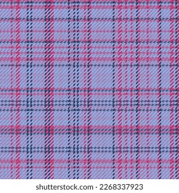 Fabric tartan pattern. Seamless textile plaid. Background texture vector check in pastel and blue colors.