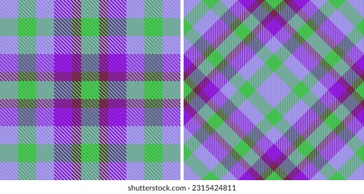 Fabric tartan plaid of pattern textile background with a vector check texture seamless in set.