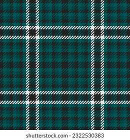 Fabric tartan plaid of seamless pattern background with a texture textile check vector in black and teal colors.