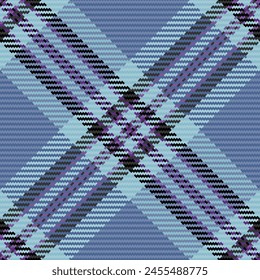 Tejido tartán de tela de fondo de cuadros de Vector con un patrón de cuadros de textura sin fisuras en colores azul y claro.
