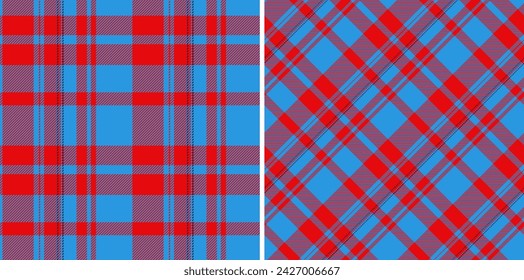 Textur des Stofftartans des Hintergrundmustervektors mit einem karierten nahtlosen Prüftextil. Set in trendigen Farben für Modekleidung für reife Damen.