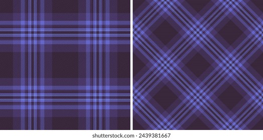Fabric tartan texture of vector seamless textile with a background plaid check pattern. Set in sea colors. Flannel shirt outfit ideas.