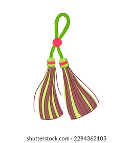 fabric tassel rope cartoon. string brush, gold curtain fabric tassel rope sign. isolated symbol vector illustration