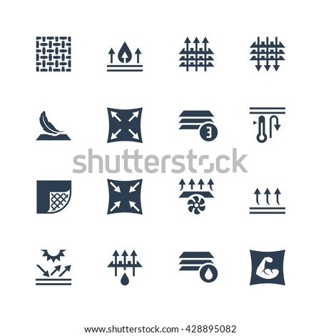 Fabric technology and properties vector icon set