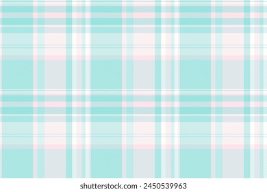 Fabric textile background of check plaid vector with a texture tartan seamless pattern in light and teal colors.