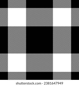Comprobación textil de tejido de fondo de patrón sin soldadura con una textura vectorial de lona trenzada en colores blanco y negro.