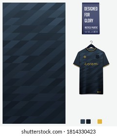 Fabric textile design. Black gradient geometry shape pattern for soccer jersey, football kit, bicycle, e-sport, basketball, sports uniform. T-shirt mockup template. Abstract background. Vector.