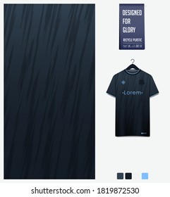 Fabric textile design in Black thunder pattern for soccer jersey, football kit, bicycle, racing, e-sport, basketball, sports uniform. T-shirt mockup template. Abstract background. Vector Illustration.