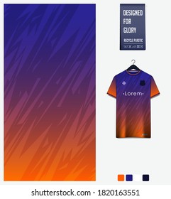 Fabric textile design in Blue thunder pattern for soccer jersey, football kit, bicycle, e-sport, basketball, baseball, sports uniform. T-shirt mockup template. Sport background. Vector Illustration.