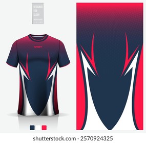 Fabric textile design for football, soccer, American football, rugby, badminton, cycling, athletic, basketball, baseball, espotrs, sport t-shirt, sportswear. Soccer jersey mockup. Vector Illustration