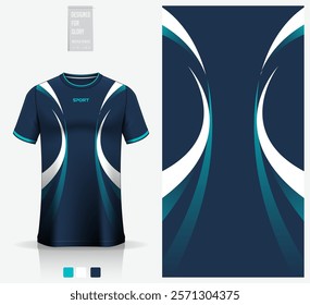 Fabric textile design for football, soccer, American football, rugby, badminton, cycling, athletic, basketball, baseball, espotrs, sport t-shirt, sportswear. Soccer jersey mockup. Vector Illustration