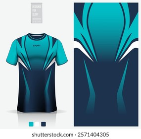 Fabric textile design for football, soccer, American football, rugby, badminton, cycling, athletic, basketball, baseball, espotrs, sport t-shirt, sportswear. Soccer jersey mockup. Vector Illustration