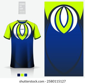 Fabric textile design for football, soccer, American football, rugby, badminton, cycling, athletic, basketball, baseball, espotrs, motocross or sportswear. Soccer jersey mockup. Vector Illustration.
