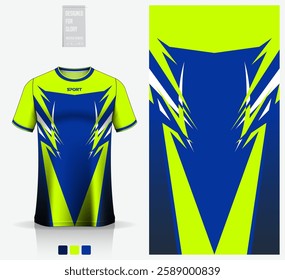 Fabric textile design for football, soccer, American football, rugby, badminton, cycling, athletic, basketball, baseball, espotrs, motocross, yoga or sportswear. Sport jersey mockup for football kit.