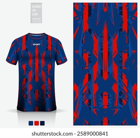 Fabric textile design for football, soccer, American football, rugby, badminton, cycling, athletic, basketball, baseball, espotrs, motocross, yoga or sportswear. Sport jersey mockup for football kit.