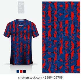 Fabric textile design for football, soccer, American football, rugby, badminton, cycling, athletic, basketball, baseball, espotrs, motocross, yoga or sportswear. Sport jersey mockup template for kits.