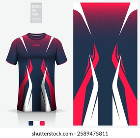 Fabric textile design for football, soccer, American football, rugby, badminton, cycling, athletic, basketball, baseball, espotrs, motocross, yoga or sportswear. Sport jersey mockup template. Vector.