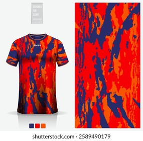 Fabric textile design for football, soccer, American football, rugby, badminton, cycling, athletic, basketball, baseball, espotrs, motocross, yoga or sportswear. Sport jersey mockup template. Vector.