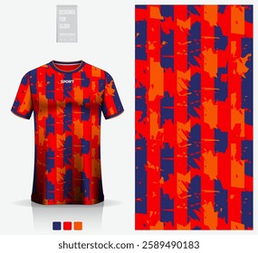 Fabric textile design for football, soccer, American football, rugby, badminton, cycling, athletic, basketball, baseball, espotrs, motocross, yoga or sportswear. Sport jersey mockup template. Vector.