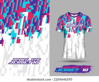 Fabric textile design front view for sport tshirt soccer jersey mockup extreme sport jersey team, motocross, racing, cycling, fishing, diving, leggings, football, gaming