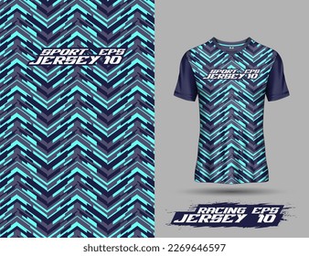 Fabric textile design front view for sport tshirt soccer jersey mockup extreme sport jersey team, motocross, racing, cycling, fishing, diving, leggings, football, gaming