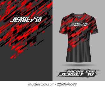 Fabric textile design front view for sport tshirt soccer jersey mockup extreme sport jersey team, motocross, racing, cycling, fishing, diving, leggings, football, gaming