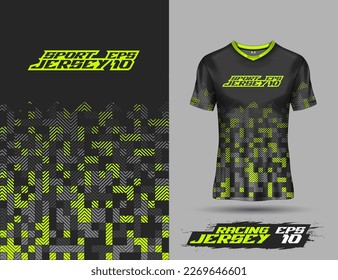 Fabric textile design front view for sport tshirt soccer jersey mockup extreme sport jersey team, motocross, racing, cycling, fishing, diving, leggings, football, gaming