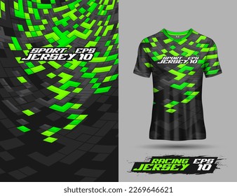 Fabric textile design front view for sport tshirt soccer jersey mockup extreme sport jersey team, motocross, racing, cycling, fishing, diving, leggings, football, gaming
