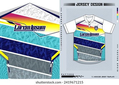 Fabric textile design front view for sport tshirt soccer jersey mockup extreme sport jersey team, motocross, racing, cycling, fishing, diving, leggings, football, gaming