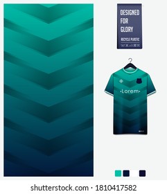 Fabric textile design in Green gradient geometry shape pattern for 
soccer jersey, football kit, bicycle, e-sport, basketball or sports uniform. 
T-shirt mockup template. Abstract background. Vector