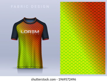 Fabric textile design for Sport t-shirt, Soccer jersey mockup for football club. uniform front view.