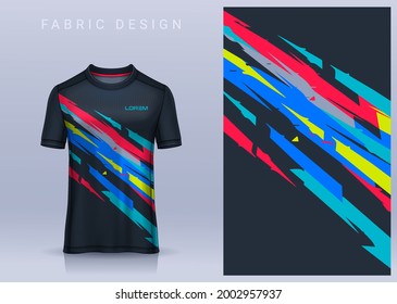 Diseño textil de tela para camiseta deportiva, maquillaje de la camiseta de fútbol para club de fútbol. vista frontal uniforme.