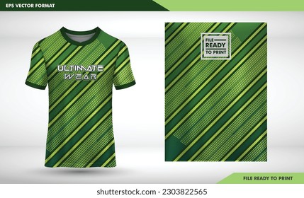 Fabric textile design for Sport t-shirt, Soccer jersey mockup for football club. uniform front view  stripe line texture jersey color green 