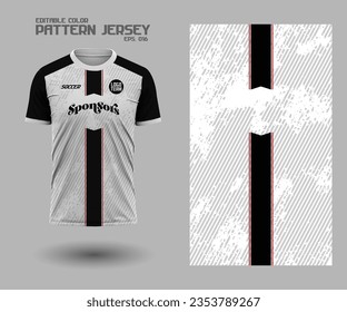 Fabric textile design for Sport t-shirt, Soccer jersey Pattern for football club, uniform front view, White Soccer Jersey Design.