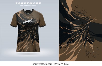 Fabric textile design for Sport t-shirt dark brown, Sports t-shirt jersey design concept vector, for esport, motocross, cycling, fishing, diving, leggings, soccer, gaming, racing.