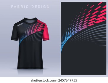 Fabric textile design for Sport t-shirt, Soccer jersey mockup for football club. uniform front view.