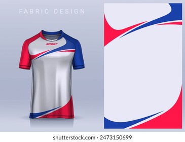 Fabric textile design for Sport t-shirt, Soccer jersey mockup for football club. uniform front view.