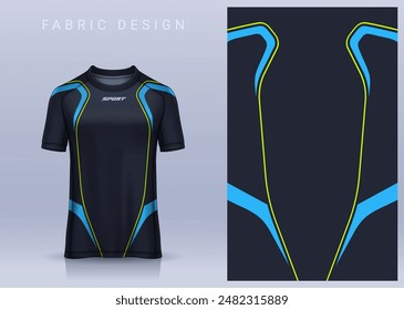 Fabric textile design for Sport t-shirt, Soccer jersey mockup for football club. uniform front view.