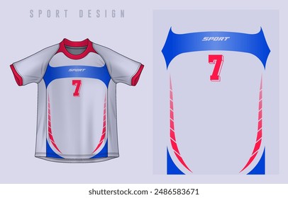 Fabric textile design for Sport t-shirt, Soccer jersey mockup for football club. uniform front view.