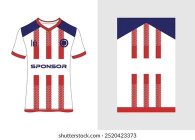 Fabric textile design for Sport t-shirt, Soccer jersey mockup for football club.