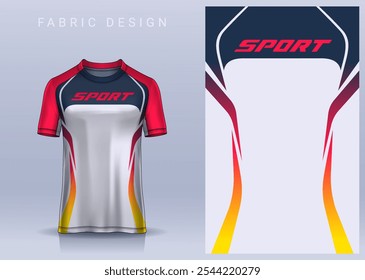 Fabric textile design for Sport t-shirt, Soccer jersey mockup for football club. uniform front view.