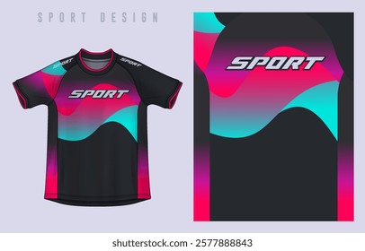 Fabric textile design for Sport t-shirt, Soccer jersey mockup for football club. uniform front view.